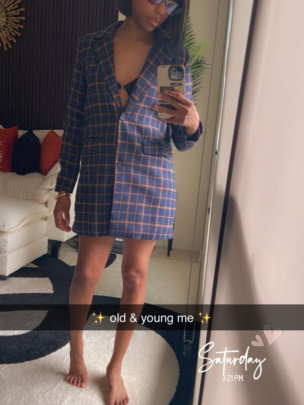 ASOS navy blue plaid blazer
